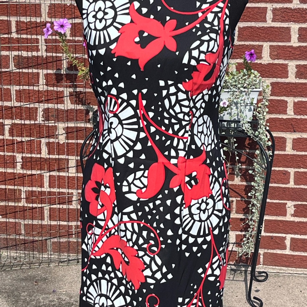 Alyx Black and Red Floral Midi Dress